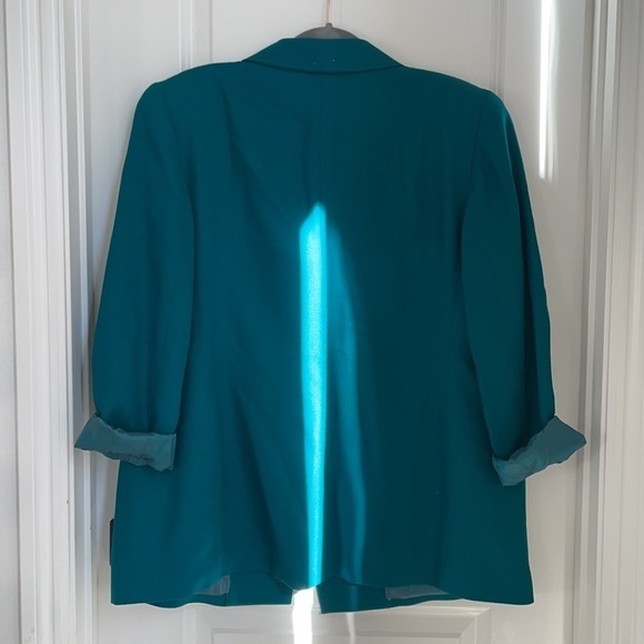 Vintage 90s‎ teal Wool Blazer - Picture 3 of 5